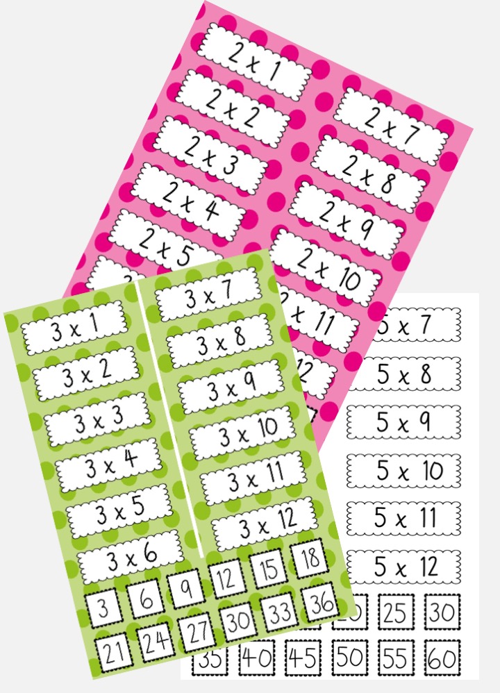 Multiplication Times Tables Matching Game