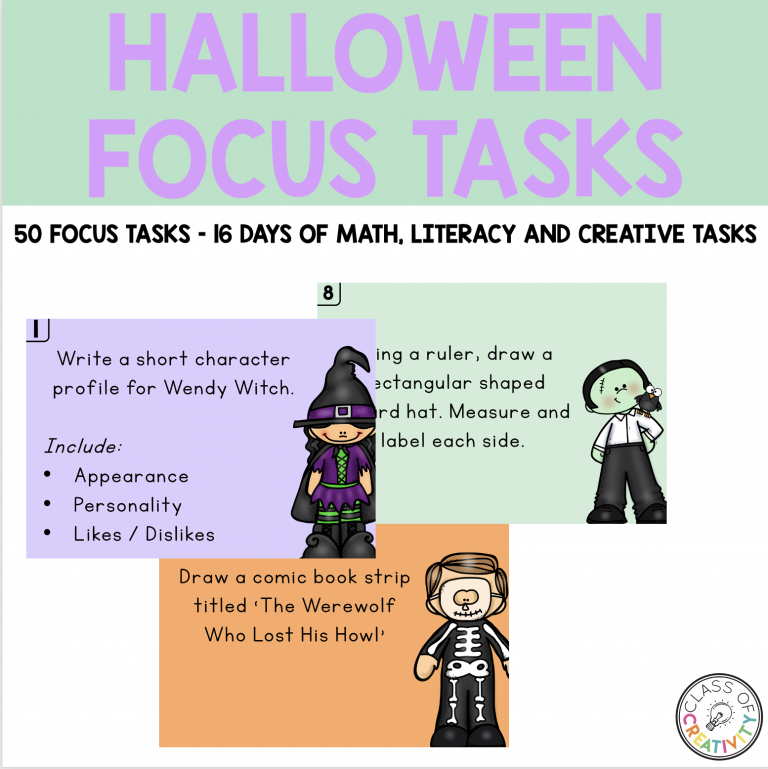 50 Halloween Focus Tasks – Literacy / Art / Math