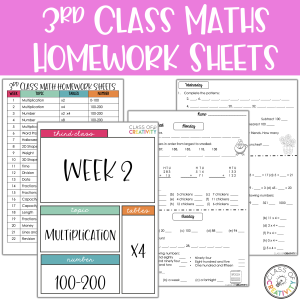 3rd Class Math Homework Sheets (for the entire school year)