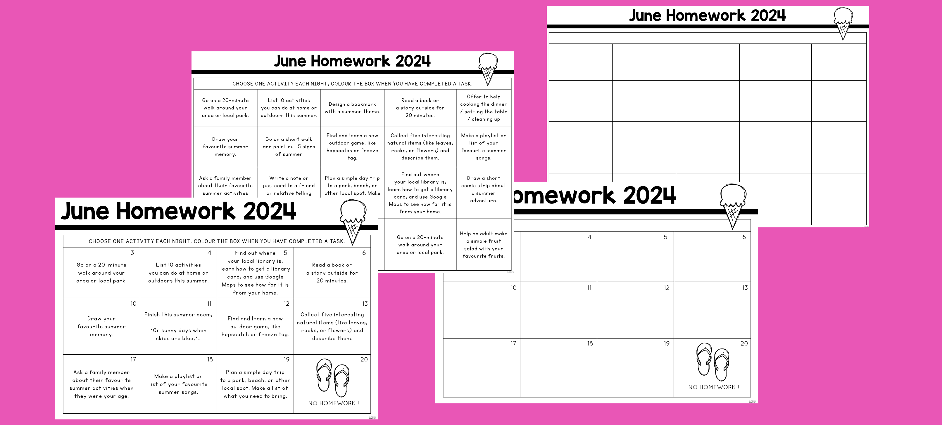 June Planning Guide, Summer Colouring Sheets + June Calendar Grid ...